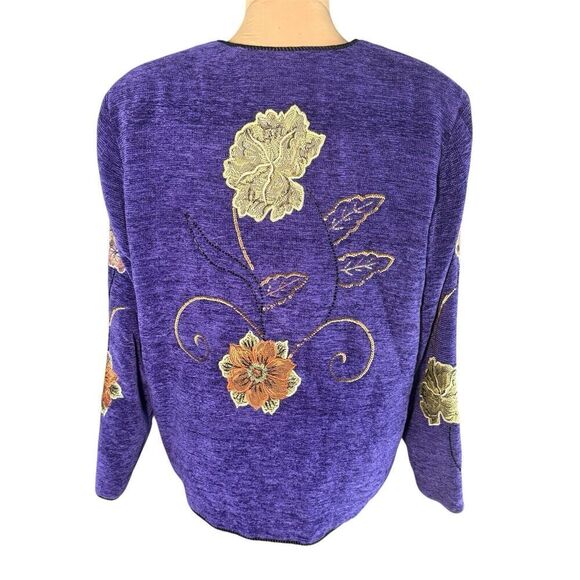 Indigo Moon SZ S Embroidered Chenille Jacket Artsy Beaded Art to Wear Whimsigoth - Picture 2 of 12